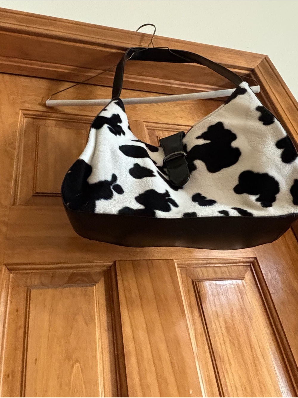 Black & White Cow Print Shoulder Bag - Women - Picture 11 of 11